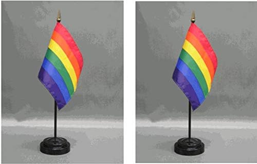 ABD yapımı. 2 Gurur Gökkuşağı 4x 6 Minyatür Masa ve Masa Bayrakları İçerir 2 Bayrak Standları ve 2 Eşcinsel Gurur, LGBTQ Gurur