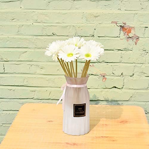 Mandy'nin 12 adet Beyaz Yapay Lateks Gerbera Papatyalar Çiçekler 15 PU Ev Mutfak ve Düğün Süslemeleri için (vazo Dahil değildir)