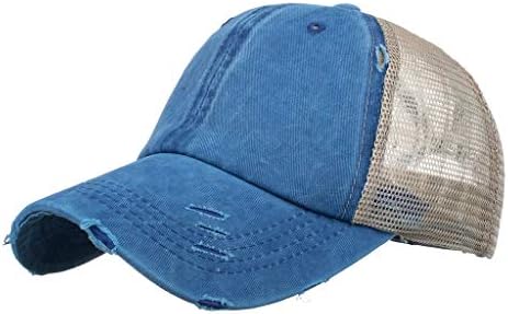 WoCoo Unisex beyzbol şapkası Baba Şapka At Kuyruğu Criss Çapraz Dağınık Bun Trucker Ponycap Örgü güneş şapkası