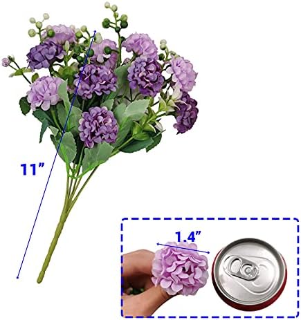 SALYANGOZ BAHÇE 40 Kafaları Yapay Ortanca Çiçekler, 4 Paketi Sahte İpek Mini Ortanca ile 1 Vazo Kraft kağıt Torba-Mini Yapay