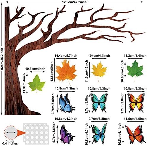 106 Adet Ağaç Sınıf Bülten tahtası Seti Yaprakları ve Kelebekler ile Sonbahar Şükran Güz Ağacı Bülten tahtası Süslemeleri Ağaç