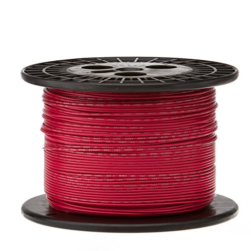 22 AWG Gauge Telli Bağlantı Kablosu, 1000 ft Uzunluk, Kırmızı, 0,0253 Çap, PTFE, 600 Volt