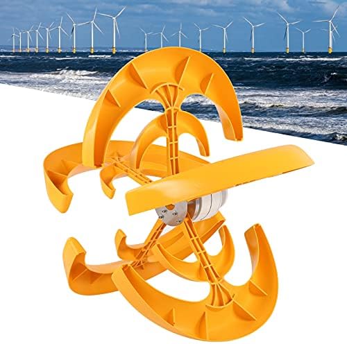 Eujgoov Dikey Eksenli Rüzgar Türbini Kiti Sarı, 800 W 5 Bıçak Çift Katmanlı Fener Tipi Rüzgar Jeneratör Şarj için Tekneler, Teraslar,
