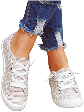 Düz Kadın Ayakkabı Keten Tuval Loafer'lar Üzerinde Kayma Sneakers Bellek Köpük seyahat ayakkabısı Düşük Üst Dantel Up Flats Rahat