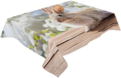 LBDEKOR Sevimli Tavşan Hayvan Masa Örtüsü Kırışıklık Ücretsiz Yemek Masası Örtüsü Dikdörtgen 54 x 109, dökülme Geçirmez Masa