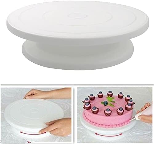 CDQYA 10-inç Kek Atlıkarınca Dönen kaymaz Yuvarlak Kek Standı Kek Dekorasyon Aracı, kek Dönen Masaüstü Mutfak Pişirme Aracı (Renk: