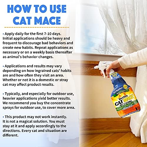 Nature's Mace Cat Repellent 40oz Konsantre / 15.000 Metrekareyi Tedavi Eder. Ft. / Çim ve Bahçe/Dışarı Kedi tutmak Çalılar Dışında
