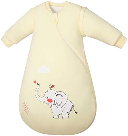 CYUURO Bebek Uyku Tulumu 4 Katmanlı Pamuk Gazlı Bez Uzun Kollu Giyilebilir Battaniye Ayrılabilir