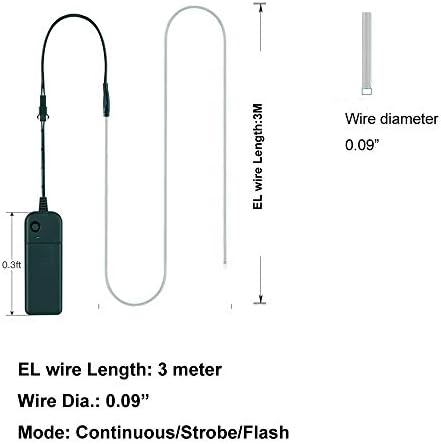El Tel Pembe, 2 Paket 9.8 ft/3 M Neon Glow halat ışık pil paketi ile Neon Parlayan Strobing Elektrolüminesan tel Partiler için,