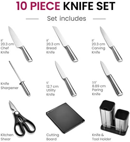 10 Parçalı Paslanmaz Çelik Mutfak Bıçağı Seti-Gereç Tutuculu Yeni Yenilikçi Mutfak Bıçakları Seti-5 Paslanmaz Çelik Bıçak-Bıçak