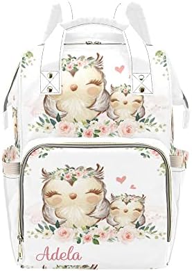 Sevimli çiçek baykuşlar kişiselleştirilmiş bebek bezi çantası çok fonksiyonlu sırt çantası bebek bezi çantası seyahat sırt çantası