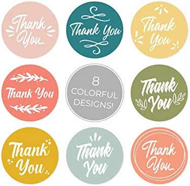 1.5 Çok Renkli Teşekkür Ederim Nakliye Etiketleri / 8 Renkli Tasarım / Rulo Başına 500 Küçük İşletme Ambalaj Etiketi