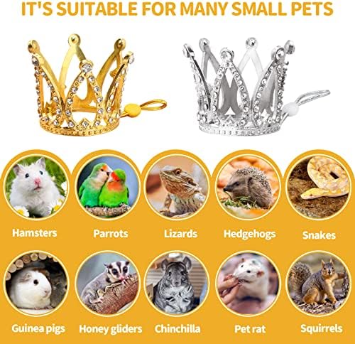 Keymall 4 Adet Mini Taç Ayarlanabilir Elastik Çene Kayışı Yılan kobay şapkası Hamster Küçük Hayvanlar Aksesuarları Fotoğraf Sahne