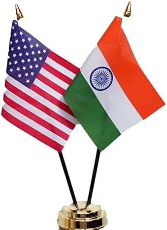 1000 Bayrakları Amerika Birleşik Devletleri ve Hindistan Dostluk Masa Bayrağı Ekran 25 cm (10)