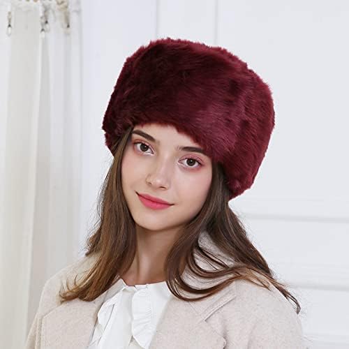 ıhreesy kadın Faux Kürk Şapka, Faux Fox Kürk Kap Kış Bere Şapka Düz Renk Polar Sıcak Yumuşak Faux Kürk Bere Şapka Kış Açık Sıcak