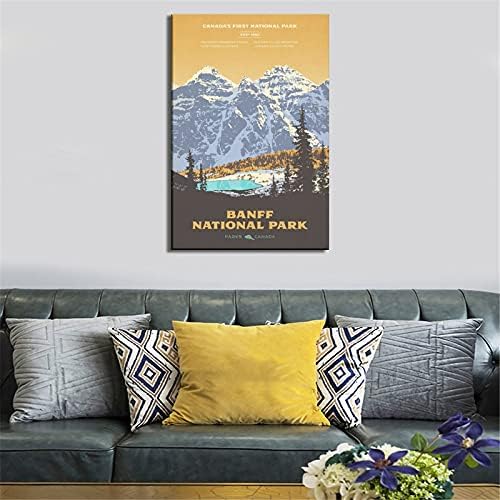 Vintage Seyahat Posteri Banff Ulusal Parkı Kanada Vadisi On Zirveleri Tuval sanat posterleri Resim Modern Yatak Odası Ofis Aile