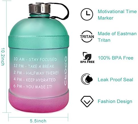 Opard Yarım Galon/64 oz Motivasyonel Su Şişesi ile Zaman İşaretleyici içmek için, BPA Ücretsiz 1/2 Galon Kullanımlık Tritan su