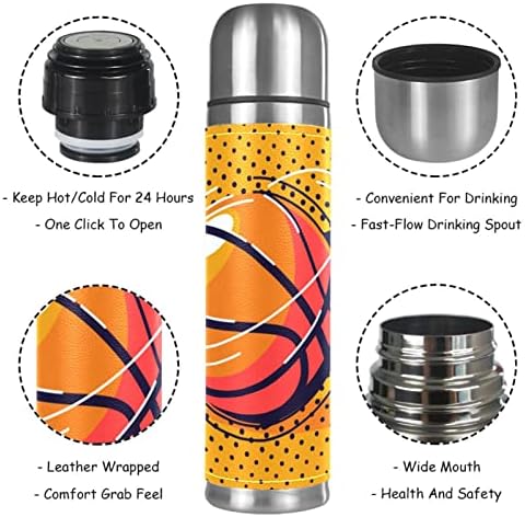 Lilibeely 17 oz Vakum Yalıtımlı Paslanmaz Çelik Su Şişesi Spor Kahve Seyahat Kupa Flask Hakiki Deri Sarılmış BPA Ücretsiz, bir
