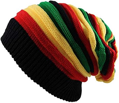 Qhome Moda Bob Marley Jamaikalı Reggae Kap Çok Renkli Çizgili Rasta Şapka Hımbıl Baggie Beanie Skullies Gorro Rasta Kadın