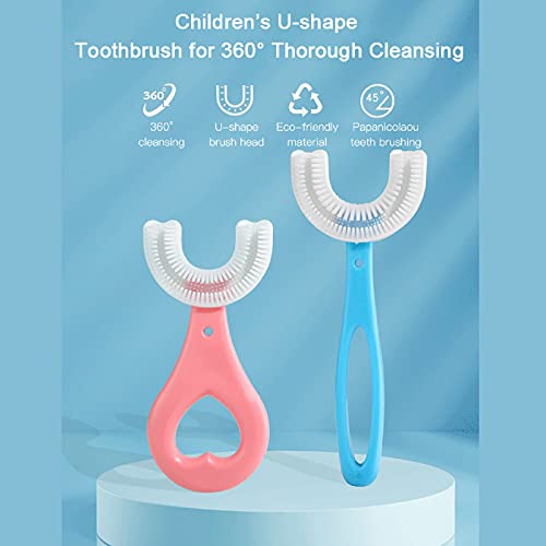 Lroveb Kids U Şekilli Diş Fırçası Yumuşak Silikon Fırça Kafalı Manuel Eğitim Diş Fırçası, U Tipi Diş Fırçası Kalp/Oval 360° Çocuklar