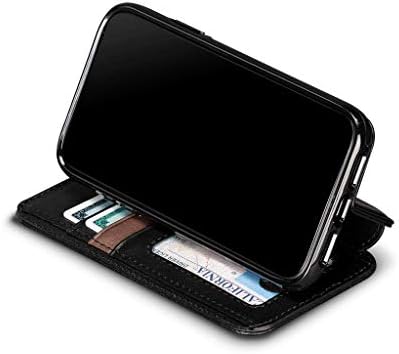 Sena Kılıfları, Deen Cüzdan Kitap Deri Kılıf iPhone XR (6.1 inç) - Kablosuz Şarj Uyumlu-Siyah