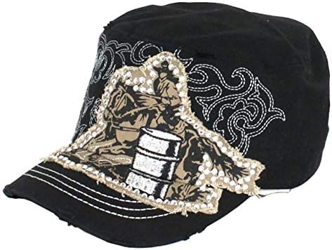 SİLVERFEVER Kadın Askeri Öğrenci Şapkası Şapka-Yama Pamuk-Çivili ve İşlemeli