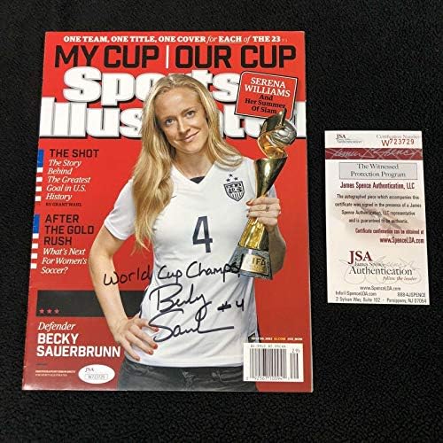 Becky Sauerbrunn İmzalı Dünya Kupası Şampiyonları Sports Illustrated SI JSA COA İmzalı Futbol Dergileri