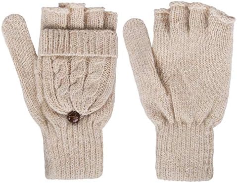 Loritta kış eldiven sıcak yün örgü Flip parmaksız eldiven eldivenler kadın hediyeler için