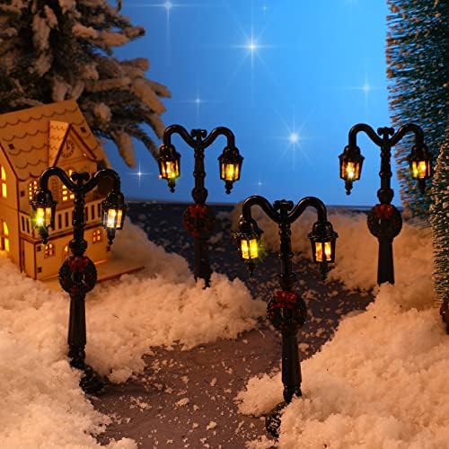 4 Parça Mini Noel lamba Sonrası Köy peri lamba Tren fener Lamba Minyatür sokak lambası dekoratif sokak ışıkları için DIY Dollhouse
