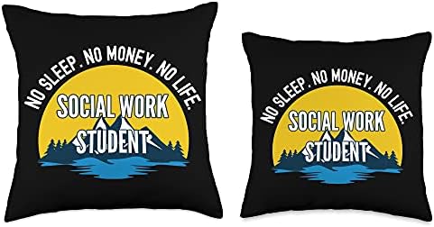 Sosyal Hizmet Öğrenci Hediyeler Uyku Yok Para Yok Hayat Yok Sosyal Hizmet Öğrenci Atmak Yastık, 16x16, Çok Renkli