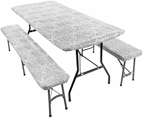 Tezgah Kılıflı MOTY Gömme Piknik Masası Örtüsü-Koltuk Kılıflı Piknik Masası için Dikdörtgen Kamp Masa Örtüsü - 270g Su Geçirmez