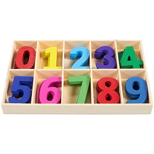 Öğrenme Oyunları için Ahşap Sayılar, Eğitim Aracı (Gökkuşağı Renkleri, 50 Adet)