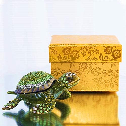 YU FENG Kaplumbağa Biblo Kutusu Kaplumbağa Heykelcik Mücevher Kutuları Menteşeli Biblo Kutuları
