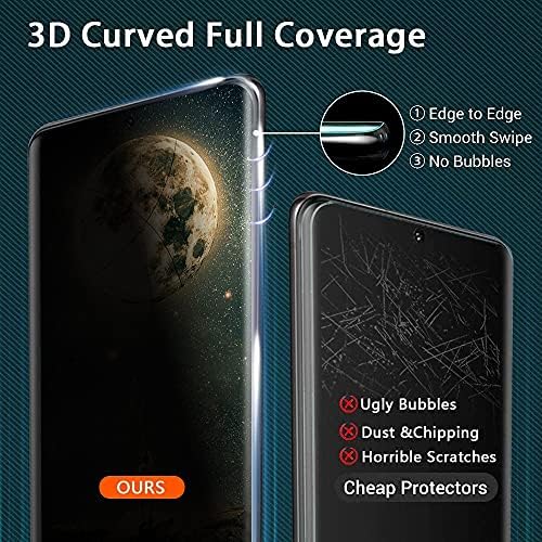 【1 + 2 Pack】 Galaxy S20 FE Gizlilik Ekran Koruyucu ve Kamera Lens Koruyucu Kolay kurulum / 9 H Sertlik/Anti-casus Temperli Cam
