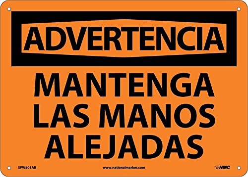 National Marker Corp. SPW501AB Advertencia, Mantegna Las Manos Alejadas İşareti, 10 İnç X 14 İnç, 0,040 Şap