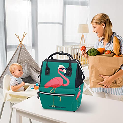 Büyük Bebek Bezi Çantası Sırt Çantası, Anne ve baba için Flamingo Desen Nappy Çanta Seyahat Sırt Çantası