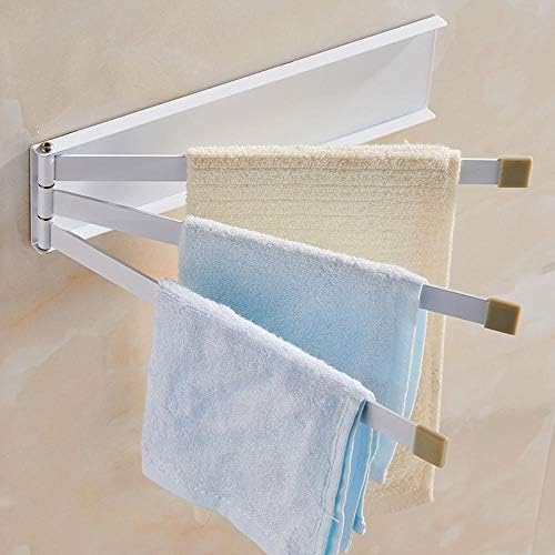 Havlu Çubuk Hiçbir Sondaj Havlu Askısı Dönen Havlu Raf 3 Barlar Metal Katlanabilir Banyo Mutfak için-Beyaz