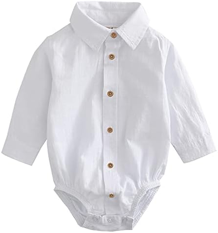 MOMOLAND Bebek Bebek Erkek Dokuma Düğme Up Bodysuit Gömlek