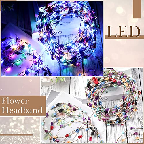 30 Adet LED Çiçek Taç ışık up Kafa Bandı Aydınlık LED çiçek Çelenk Çiçek Parlayan Peri Taç karanlıkta parlayan Kafa Bandı Kadınlar