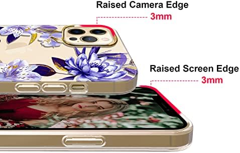 CAOUME iPhone 12 ıçin Tasarlanmış Pro Max Durumda 6.7 İnç 2020, Temizle Glitter Çiçek Kadınlar Ince Yumuşak TPU Darbeye Koruyucu