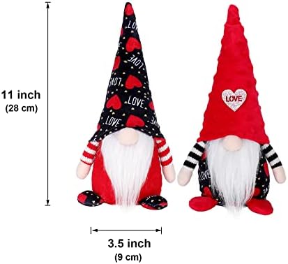 QLEKEY Sevgililer Günü Gnomes Peluş Dekor Aşk Kalp Mr & Mrs El Yapımı İsveç İskandinav Tomte Cüce Tatlı Masa Raf Ev Süslemeleri