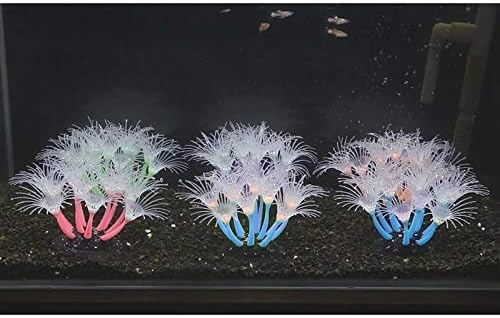 Wishlutos Glow Akvaryum Süslemeleri, Parlayan Balık Tankı Süsler Mercan Yapay Bitki, simülasyon Mercan Bitki Süslemeleri Parlayan