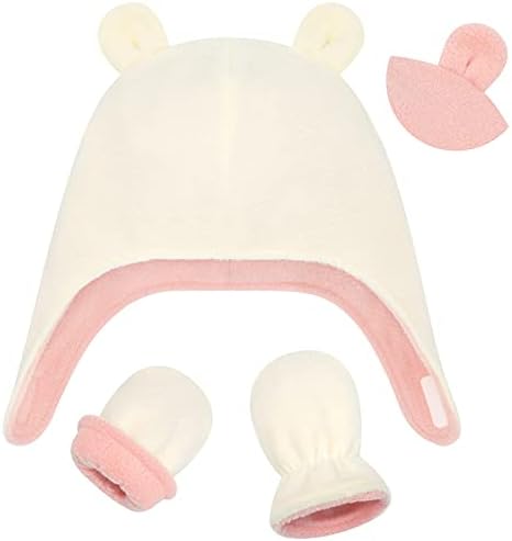 Bebek Kış Şapka Geri Dönüşümlü Bebek Şapka ve Mitten Seti Yenidoğan Şapka Çocuklar Yürümeye Başlayan Kış Şapka Erkek Kız Polar