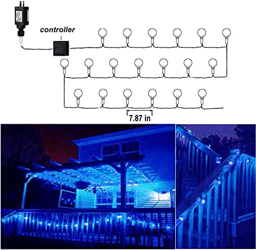Mocalido 75ft açık dize ışıkları mavi 110 LEDs küre su geçirmez, fiş kristal top noel ışıkları 8 modları için kapalı yatak odası,