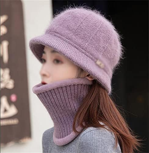 Mandz. Yün Şapka Ve Önlük İki parçalı kadın Kış Kalınlaşmış Sıcaklık Ve Kadife Sonbahar Ve Kış Örme Şapka (Renk: A, Boyut: Bir
