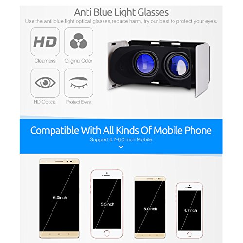 Caraok V4 VR Kulaklık, cep Göz Korumalı HD Sanal Gerçeklik VR Görüntüleyici iPhone ve Android Akıllı Telefonlar için 4.5-6.0