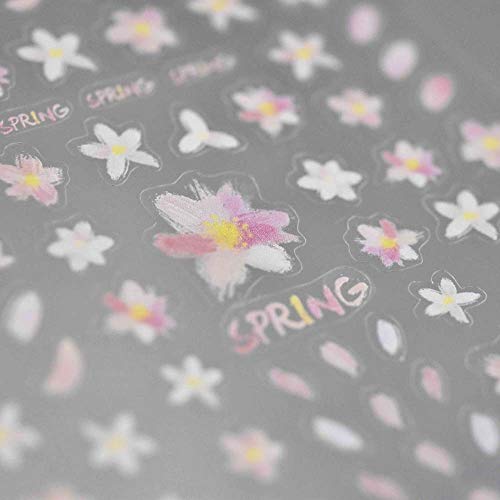 ERSHİYİ 1 Sayfalık Tırnak Çıkartmalar, 5D Nail Art Etiketler Yapıştırıcı Kaydırıcılar Güzel Bahar Çiçekleri Tasarım DIY Tırnak