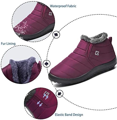 Gınjang Kadın Kış Kar Botları Sıcak yarım çizmeler Kaymaz Su Geçirmez Kış Ayakkabı Patik Sneakers Üzerinde Kayma