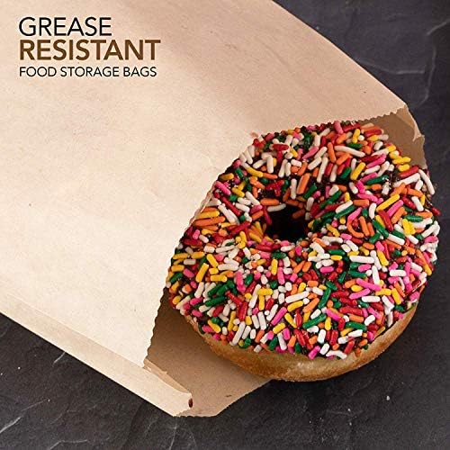 Kağıt Sandviç Torbaları Kraft Kahverengi (125 Paket) Sızdırmazlık için Beyaz Yuvarlak Çıkartmalı Gıda Sınıfı Torbalar-Ağartılmamış