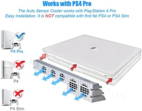ElecGear otomatik soğutma fanı için PS4 Pro, harici USB soğutucu otomatik sıcaklık sensörü kontrollü radyatör ısı egzoz PlayStation